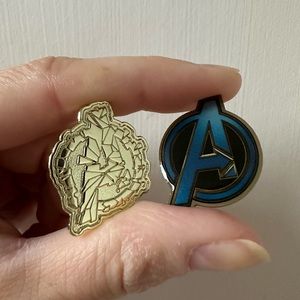 Marvel The Avengers Endgame Gold & Blue/Black Logo Lapel Pins (2019)